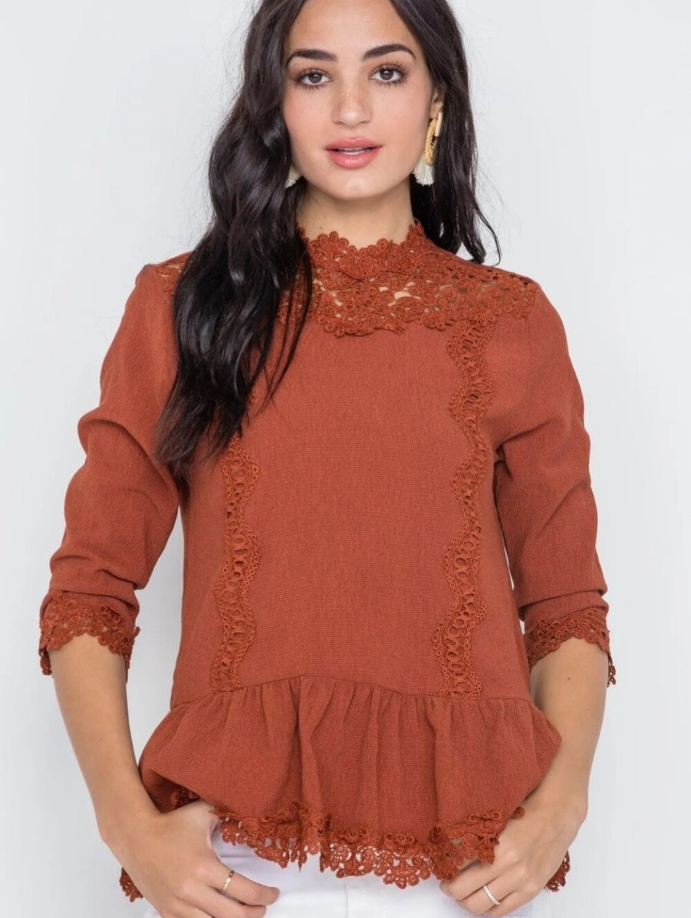 Hidden Alley Lace Peplum Blouse